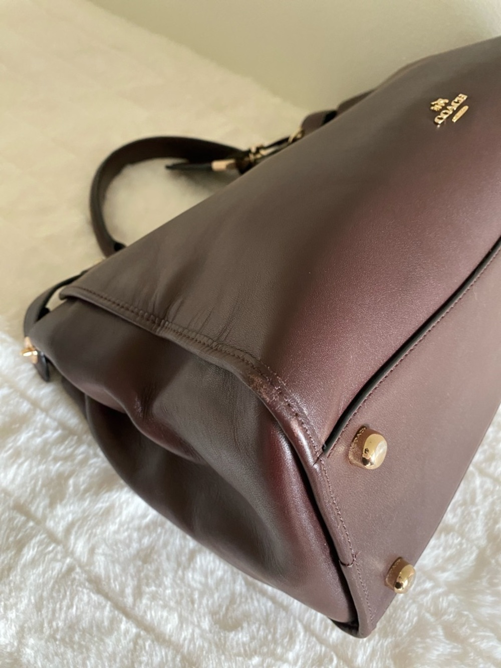 COACH Gramercy Leather Satchel in Oxblood - Picture 9 of 16